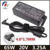 20V 3.25A 65W 4.0*1.7mm AC Laptop Charger For Lenovo IdeaPad 330s 320 100-15 B50-10 YOGA 710 510-14ISK Redmibook 14 13 Adapter