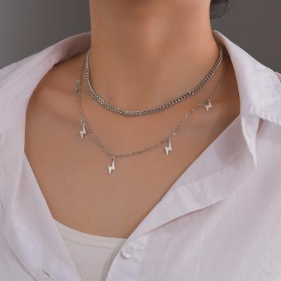 Personalized Lightning Pendant, Alloy Double-layer Necklace, Female, Source
