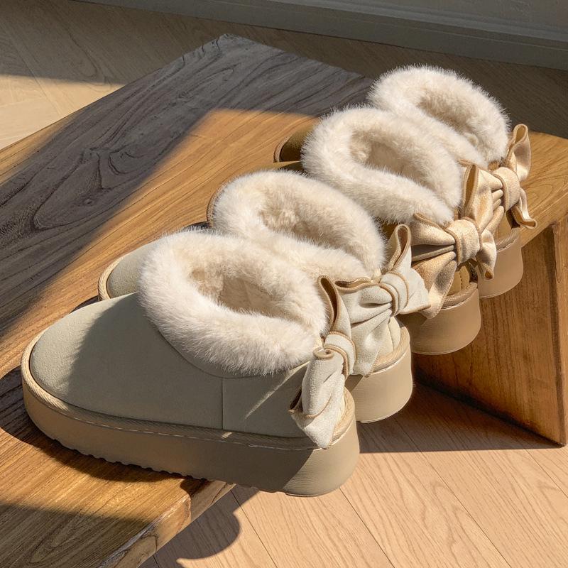 Women's Thick-Soled Non-Slip Cotton Slippers: Warm, Plush, Full-Heel Winter Footwear for Indoors