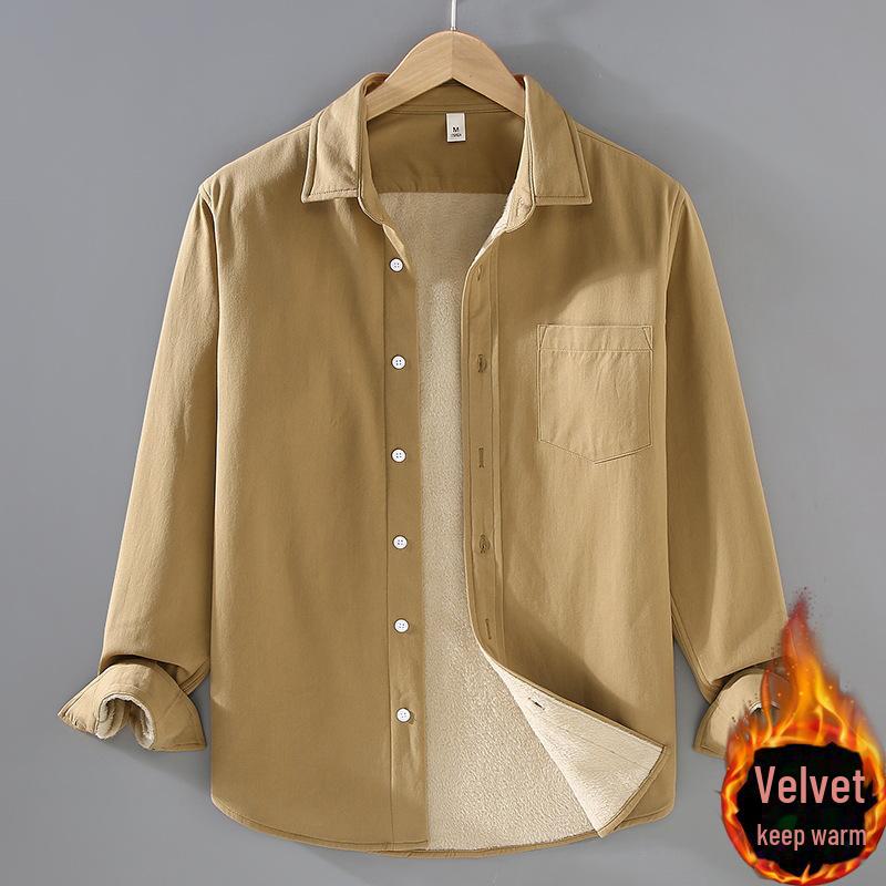 

Мужская зимняя хлопковая бархатная теплая куртка-рубашка с квадратным воротником XL