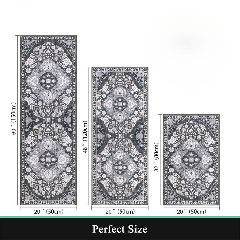 1 3pcs Bohemian Kitchen Rug Machine Washable Non Slip Floor Mat Laundry Room Hallway Runner Home Decoration