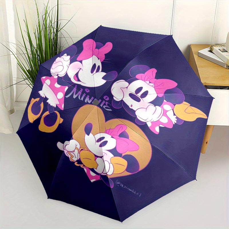 

Minnie Mouse,Classic Cartoon Themed Automatic Opening and Closing Folding Umbrella, Reinforced 8 Ribs, Compact Travel Design, Fashionable Fo