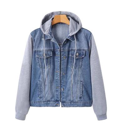 Damen Fleecgefütterte Jeansjacke Mantel Verdickt Mit Kapuze Winter Warm