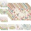 Spring Flower and Bird Dinner Mat Linen Flower Family Daily Use Table Decoration Insulation Mat Spring Party Home Decoration