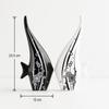 Modern Minimalist Black and White Bubble Fish Art Figure | Beautiful Home Decor- (Set of 2 Pc), Ceramic