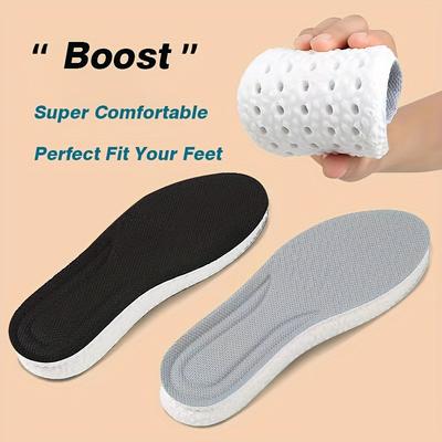 1 Pair 4D High Elastic Shock Absorbing Insoles - Comfortable, Breathable EVA Massage Cushions for Enhanced Foot Support and Odor Control