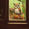 Painted Owl and Pumpkin Leaf Background Wall Decoration Stickers for The Restaurant Kitchen