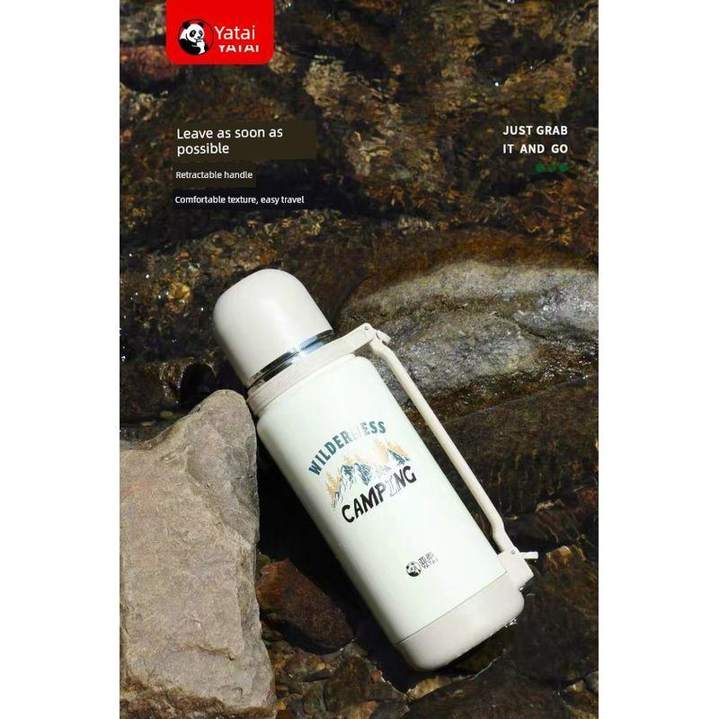 Yatai 9020 Thermos Kettle 316L Stainless Steel Water Kettle Portable Large Capacity Outdoor Travel Kettle Car Thermos Bottle Y9020-2 Ivory White Capacity 1.2L Thermos Kettle