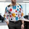 Camicia da uomo 2026, nuova, a pois bianchi e neri, a maniche lunghe, da lavoro, vestibilità slim, alla moda, casual, tessuto di alta qualità