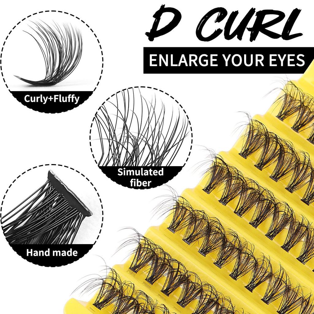 D Song Single Cluster False Eyelash Extension Set, Japanese And Korean Diy Segmented Natural Thick Hair Portable