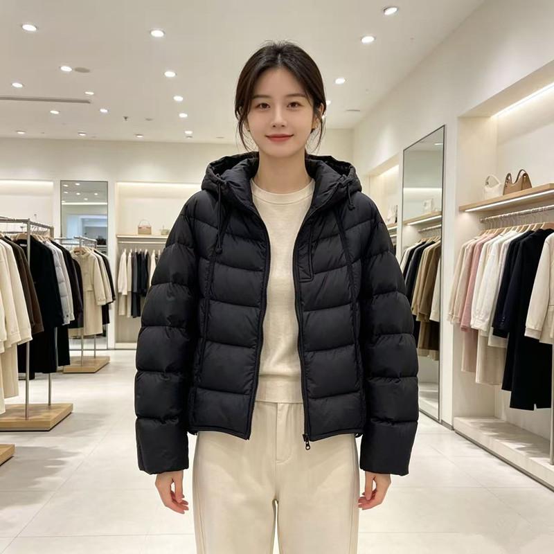 Winter white duck down short down jacket winter hooded jacket new bread clothes simple and trendy