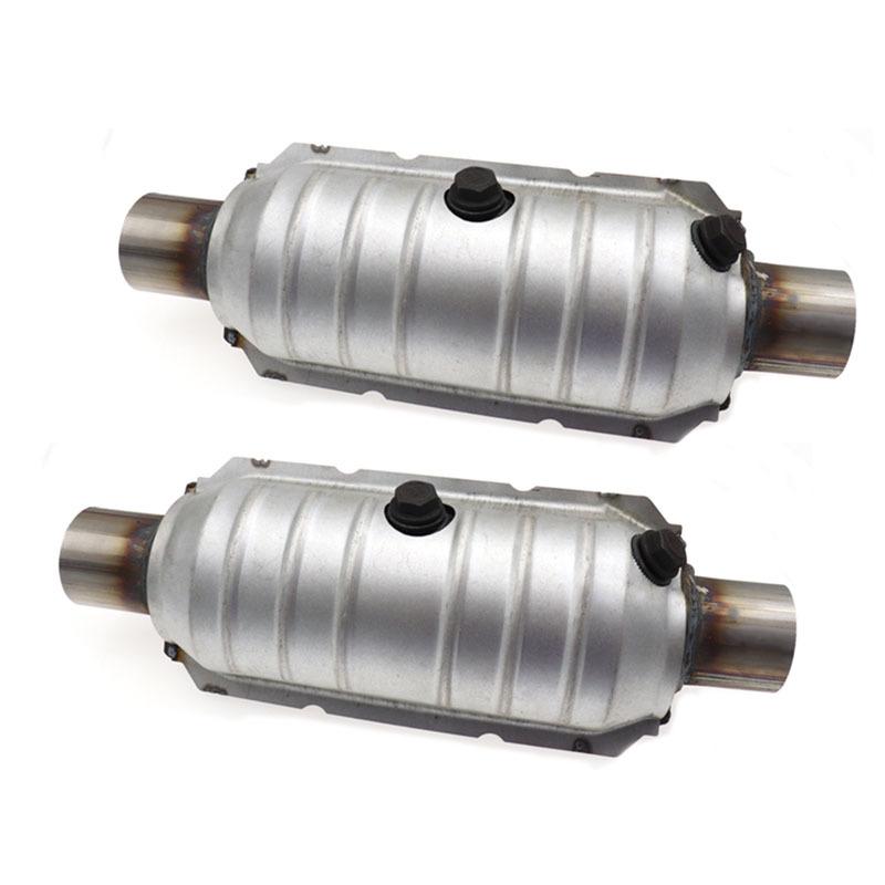 

2 шт. 2,25 дюйма 5,7 см каталитический нейтрализатор 400 отверстий High Flow 2x порт датчика засорения из нержавеющей стали автомобильные аксессуары универсальные