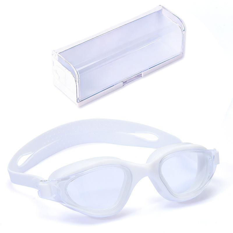 

Adult swimming goggles, anti-fog, professional one-piece silicone large-frame electroplated swim goggles White matte finish【Come