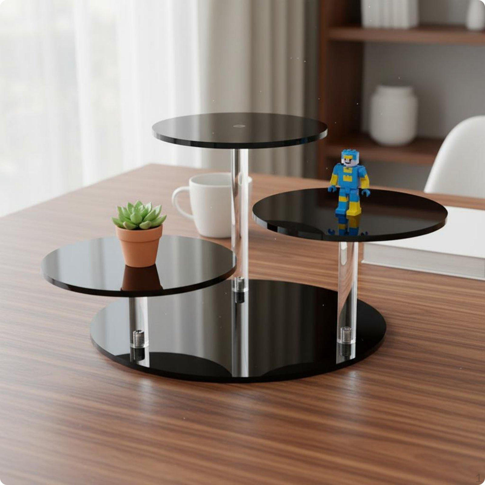 3 Tier Acrylic Display Stand Versatile Shelf SpaceSaving Clear Tabletop for Black