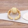 New Arrival Fashion Gold Color Initial Ring Open Design Adjustable Hot Sale Watchband Chain A-Z Letters Zircon Rings For Women