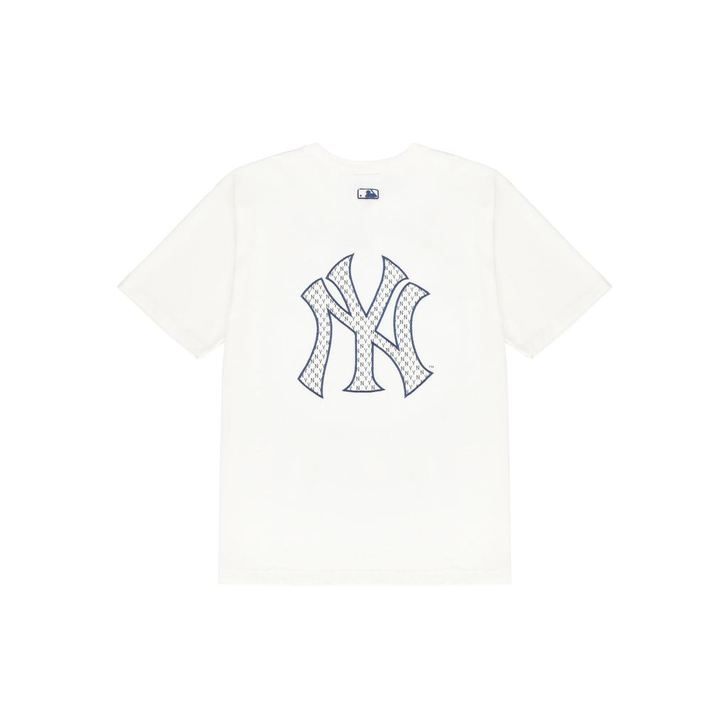 MLB Old Flower T Shirts Unisex Milk White Crew Neck Moderate Straight Fit 3ATSM2023-50CRS