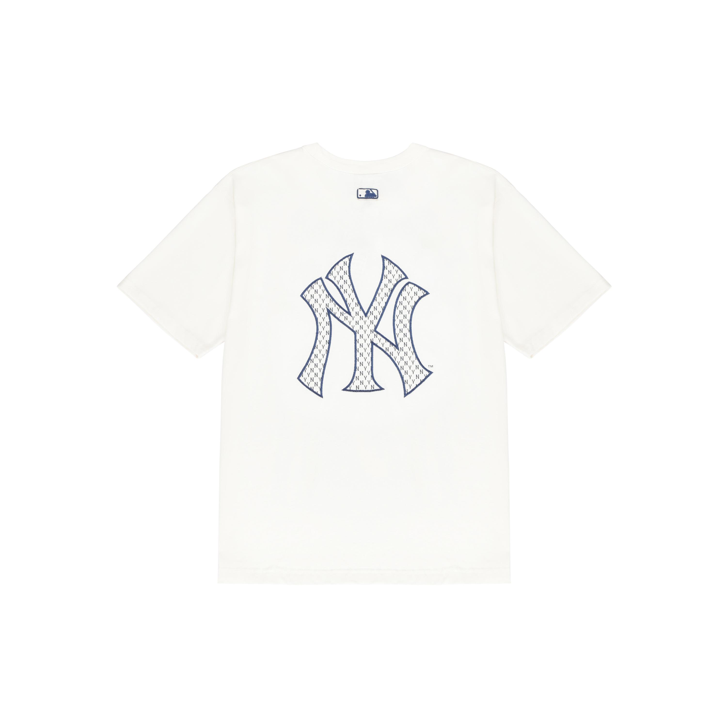 MLB Old Flower T Shirts Unisex Milk White Crew Neck Moderate Straight Fit 3ATSM2023-50CRS S