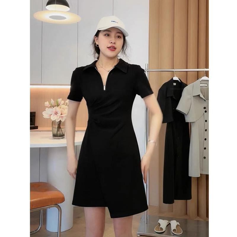 Abito casual con collo alto con una sensazione sottile e di fascia alta. Gonna lunga elegante, abbigliamento da donna oversize