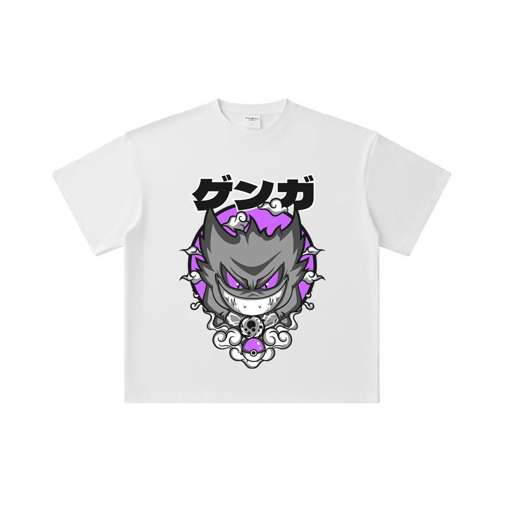 260 GSM Double Yarn 32 Count 100% Cotton Pokemon V10 Gengar Print Unisex Heavy Cotton T Shirt