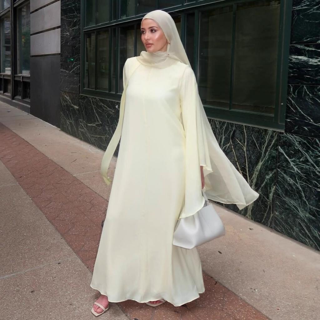 Middle East Arabia Dubai Turkey Loose Solid Color Dress Spring New Fashion Robe Skirt