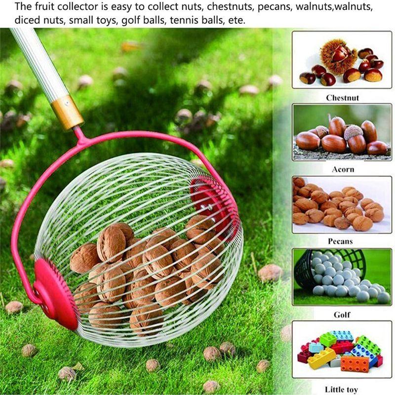 A84X-Fruchtsammler Ballsammler Rollender Nussballsammler Einstellbarer Outdoor-Sammler Nuss-Sammler