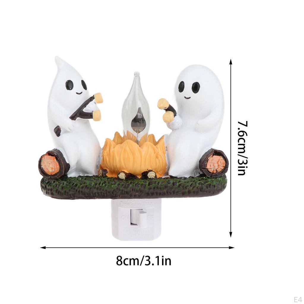 Spirit Campfire Flickering Night Light Decorative LED for Indoor Bedroom Home Black
