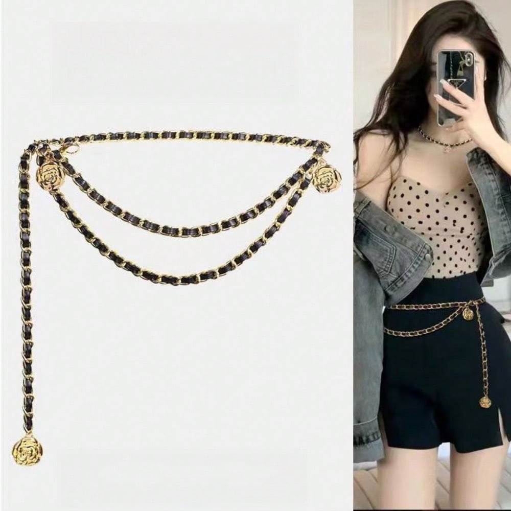 New Camellia Waist Chain Women's High-end Versatile Dress Fashion Accessories Chain Waist Chain