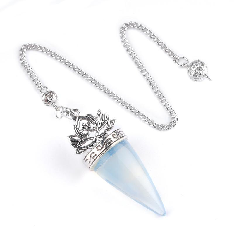 1pc Healing Crystal Pendulum Pendants Lucky Natural Stone Pendulum Pendant With Silvery Ball Chain Hypnosis For Jewelry Gifts