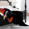 1pc Abstract Galloping Horse Print Fleece Blanket - Thick Plush All-Season Bedspread with Black White Gray Blue Green Orange