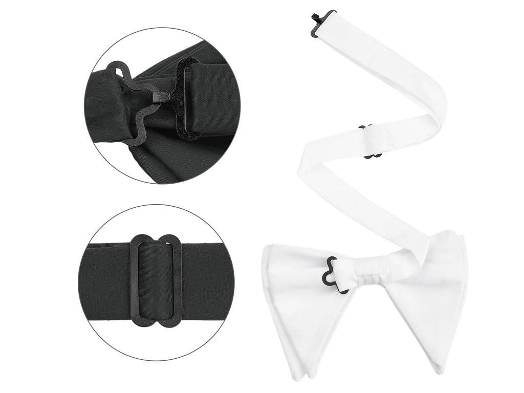 [Elerevyo] Men's Formal Tuxedo Plain Satin Large Bow Tie Black One Size