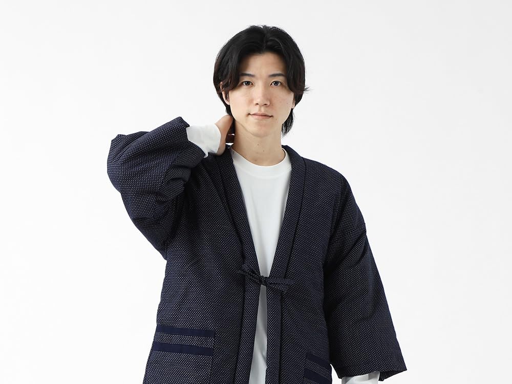 Tayutaf Hanten Hanten Traditional Kurume Made In Standard One Size Fits Most Kasuri Navy Blue and Men's (Japanese Kimono), Rokka/ROCCA, Japan,
