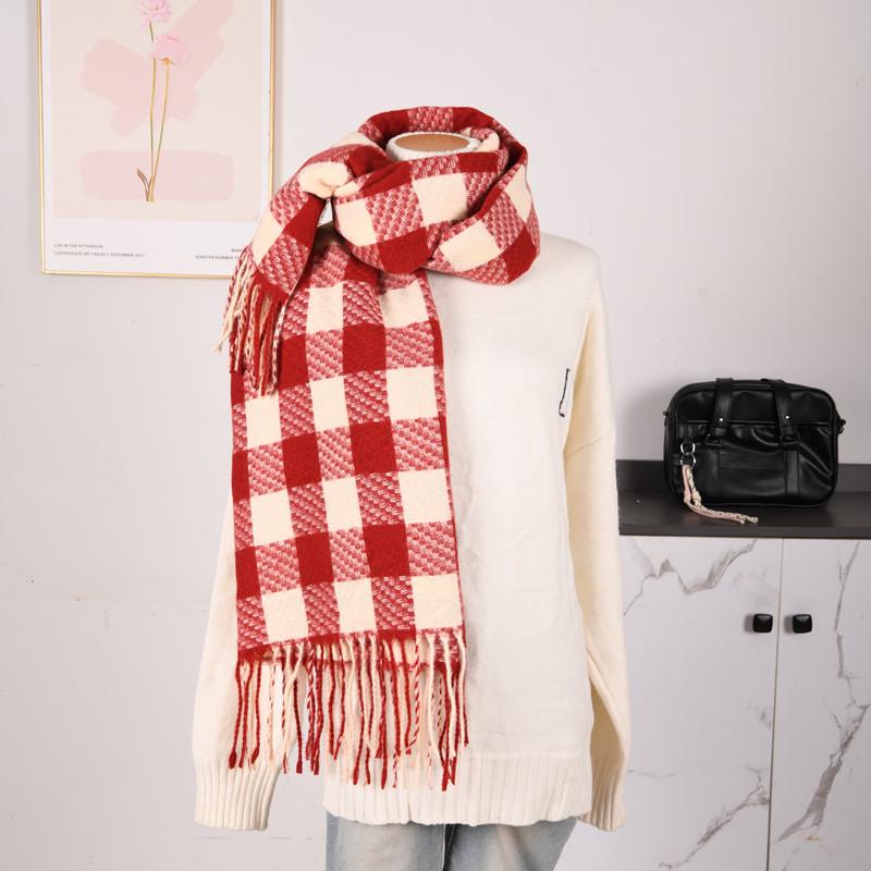 Hochwertiger Schal im koreanischen Stil mit Karomuster: Warmer, verdickter Kaschmir-ähnlicher Schal für Studenten und Paare