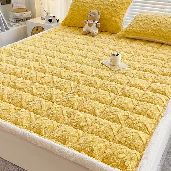 

Матрас из овечьей шерсти WTEMPO для спальни, односпального и двуспального одеяла, зимняя утолщенная теплая плюшевая подушка-татами 90*200cm жёлтый
