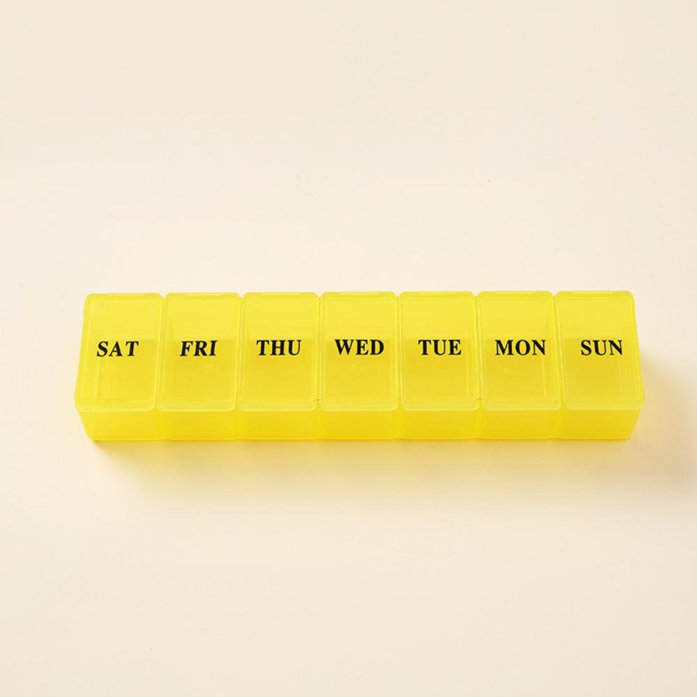 

New Hot Premuim Small Portable Travel 7 Days 7 Grids Pill Box Cases Container Organizer Storage for Vitamin Medicine Fish Oils жовтий