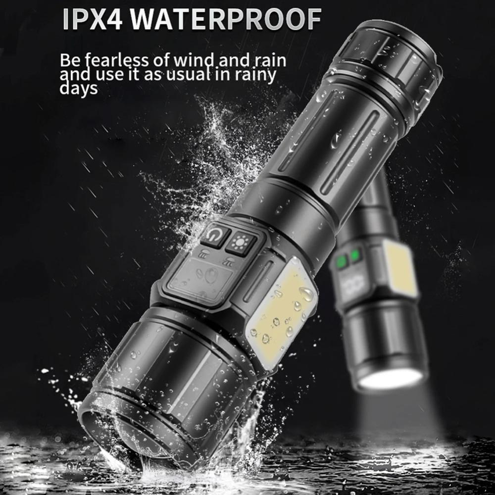 30W LED Rechargeable Flashlight 2000 High Lumens Torch with COB Light Handheld Flashlight for Home Camping Hiking Emergency