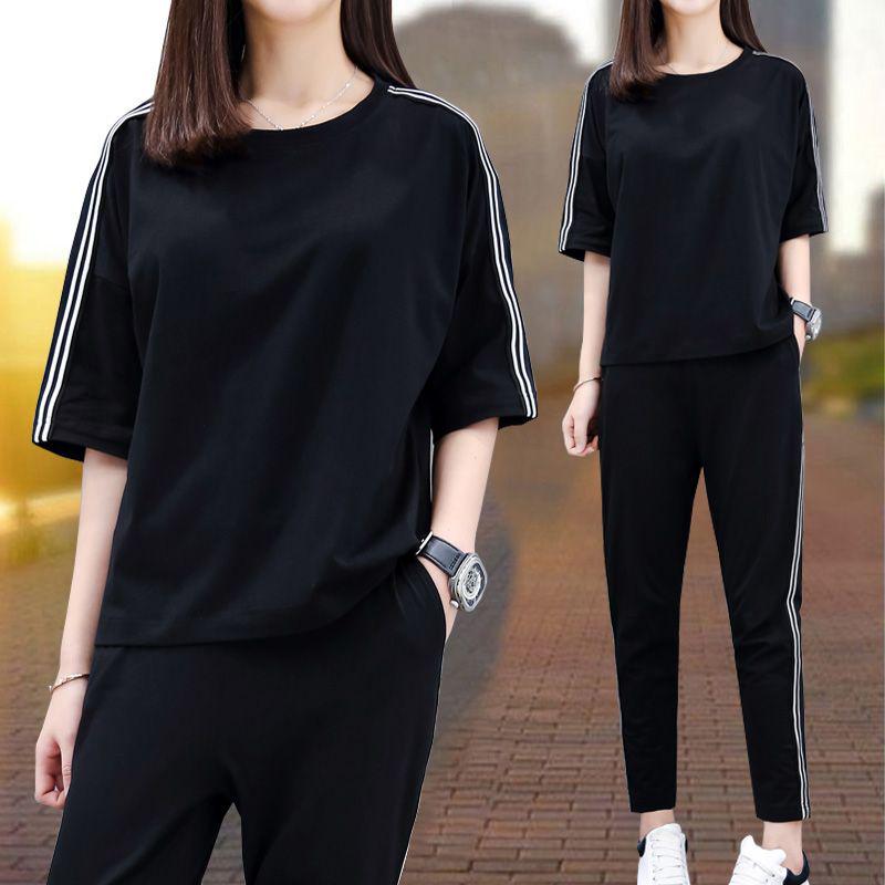 Women's Plus Size Summer Sportswear Set - 2026 New Style Pure Cotton Two-Piece Casual Outfit