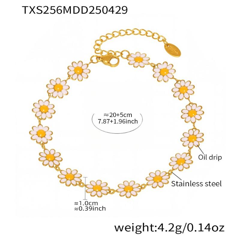 

Daisy oil drop flower necklace bracelet anklet stainless steel 18k gold plated jewelry