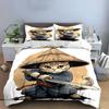 Cat wearing samurai attire. Bedding sets Duvet cover sets Duvet covers Pillowcases(1*Duvet Cover 2*Pillowcases without duvet insert)