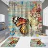 4-Piece Shower Curtain Set with HD Digital Printing | Waterproof, Drill-Free, Ideal for Home/Hotel Bathroom Partition