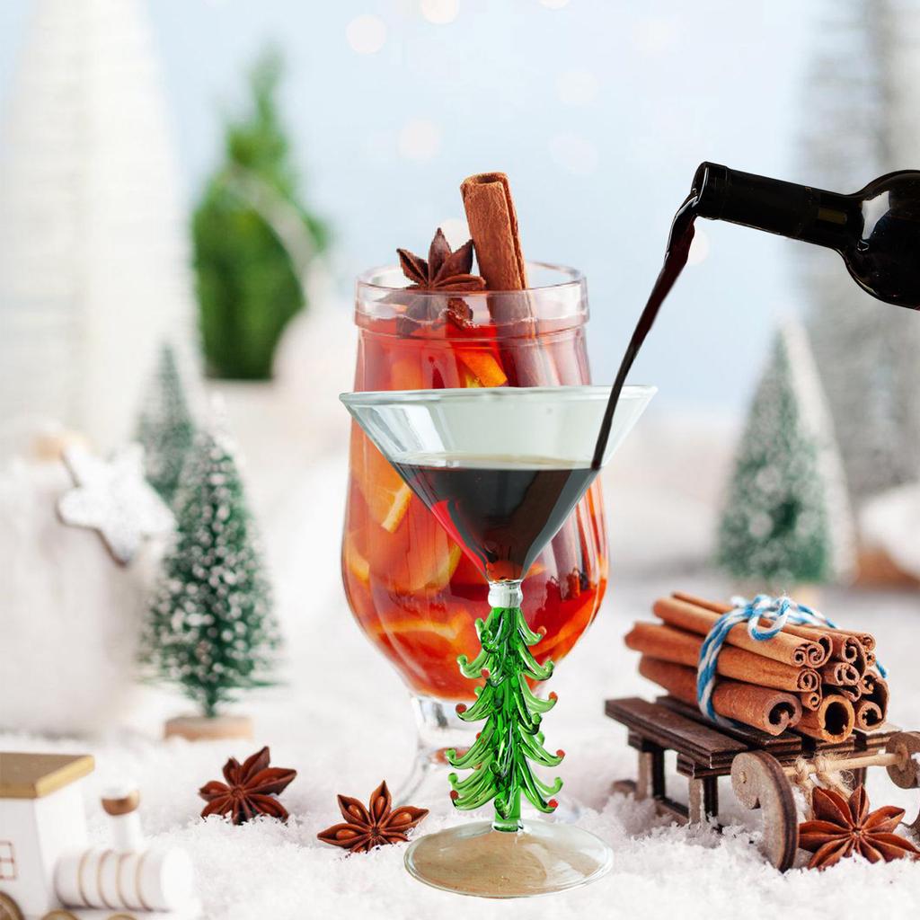 Christmas Tree Cocktails Glass Creative Martinis Drinkware Festival Themed Beverage Drinking Glass for Holiday Parties