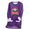 Ladies' Loose And Comfortable Round Neck Christmas Print Thick With Pockets Long Sleeved Top