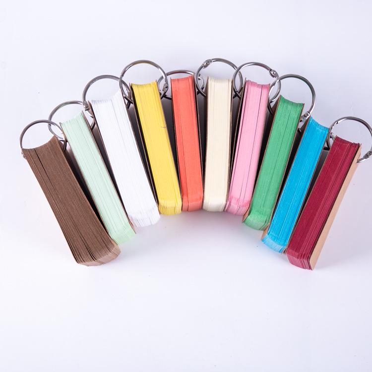 Iron Ring-Bound Blank Message Cards - Hole-Punched, Notepad, Hand-Drawn, Paper Cards for Reading & Writing