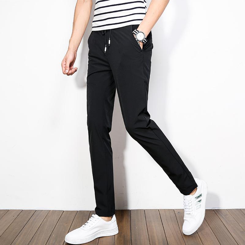 Ice-Silk Casual Trousers for Men Summer Lightweight Quick-Dry Sports Harem Pants Loose-Fit Men's Long Trousers