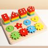 Montessori Geometric Pegboard Toy Shape Color Matching Stacker for Toddlers Wooden Sorting Educational Toys for Boys Girls