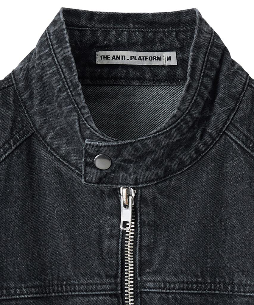 The Anti Platform Oversized Crop Rider Denim Jacket (Black)