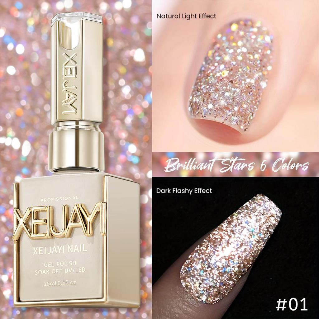 2025 Sparkling Stars Gel Nail Polish: Trendy, Super Shiny, Glittery, Internet-Popular Style for Nail Salons