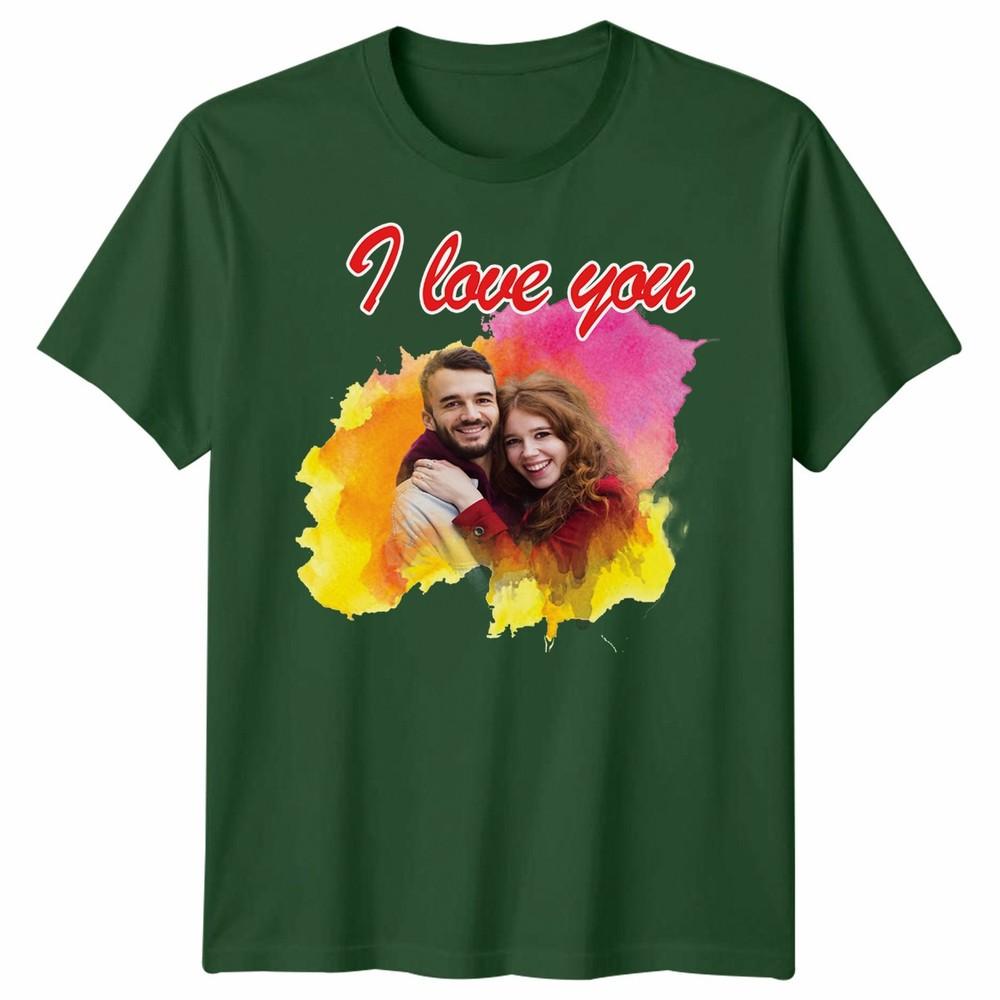 Custom Photo Personalised I Love You Couple Unisex Tshirt Valentines Gift