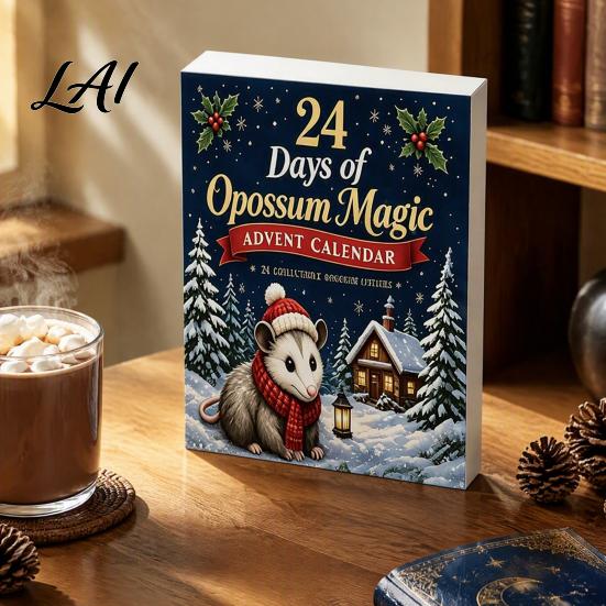 Christmas Advent Calendar 24 Days with 2D Flat Acrylic Possum Pendants Holiday Countdown Decorations Festive for Tree Decoration And Party
