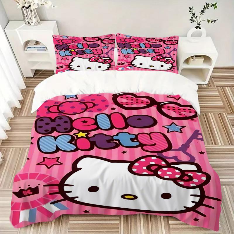 3pcs Hello Kitty Bedding Set. Soft and Comfortable with No Core Included (1x Duvet Cover + 2x Pillow Covers) Yy251031042