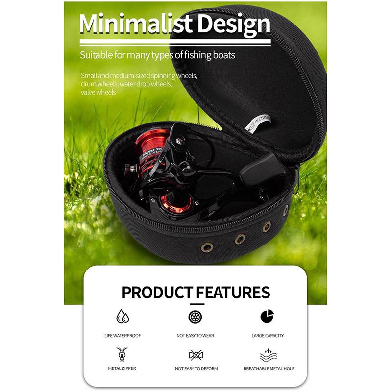 Portable Fishing Reel Bag Protective Case Black 16.5Cm Waterproof Eva Outdoor Cover Boxs For Spinning Reel Fishing Tools Tackles
